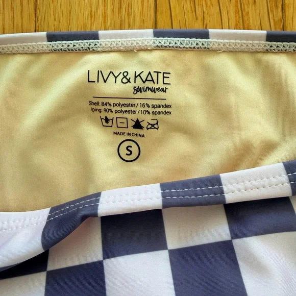 High-Rise Checkered Bikini Set in Mulberry and Cream - Picture 3 of 6